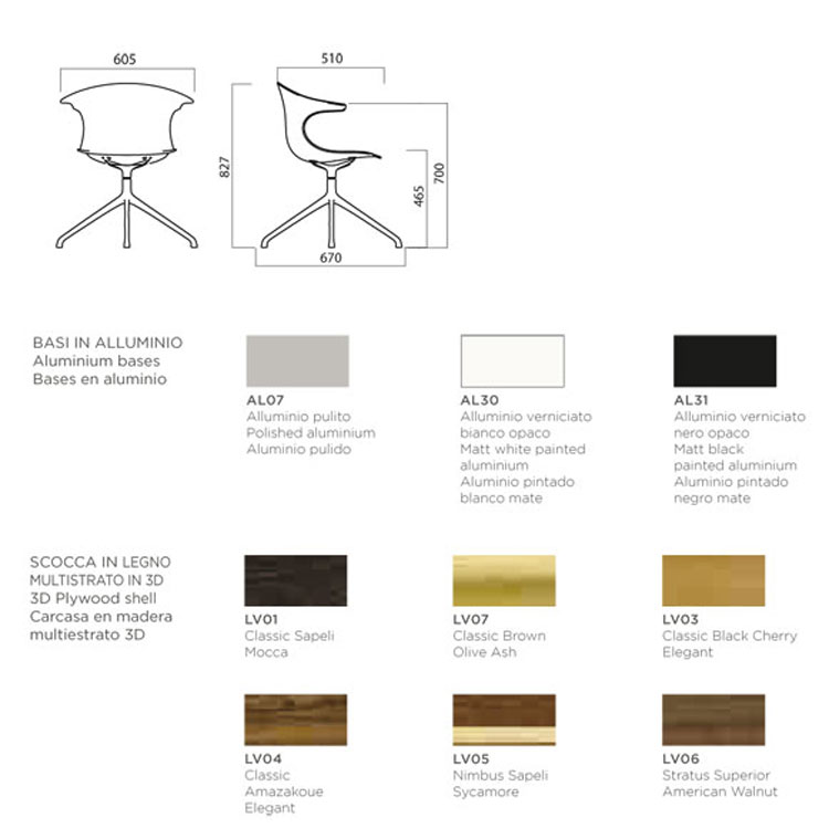 Loop 3D Vinterio 4 Star Aluminum base Chair Infiniti Design sizes and colours