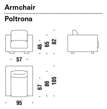 armchair salon nana moroso dimensions