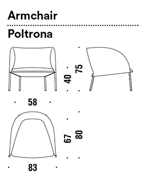 armchair moroso yumi dimensions