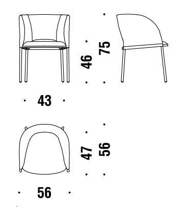 chaise moroso yumi dimensions