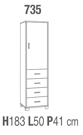 Mobile colonna legno art 735 scheda tecnica