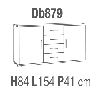 madia 2 ante 4 cassetti art db 879
