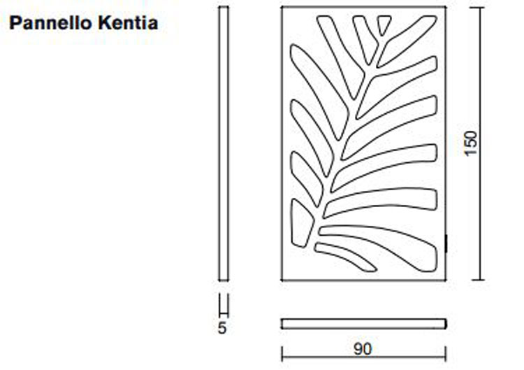 Dimensiones y medidas del Panel Separador Kentia de Serralunga