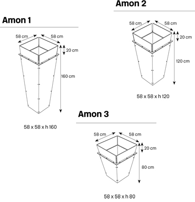 Amon Pot Tonelli Design sizes