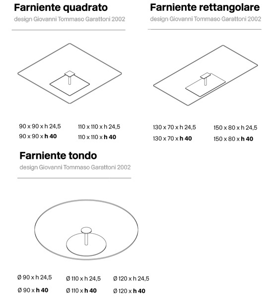 Farniente Coffee Table Tonelli Design sizes
