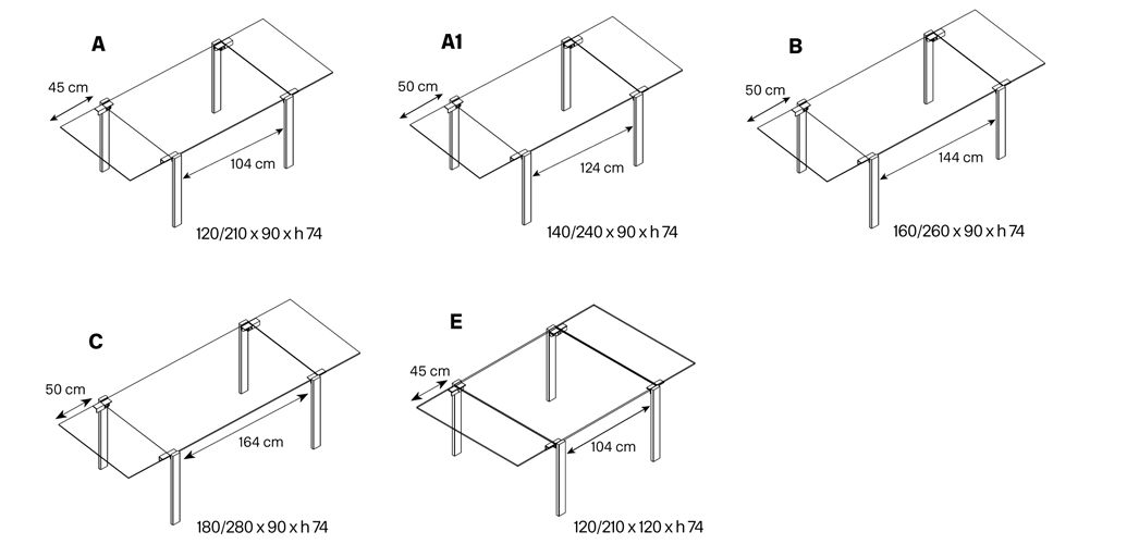 Livingstone extendable table Tonin Casa dimensions