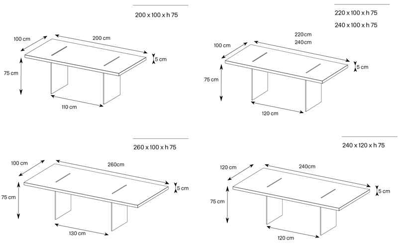 Table Tavolante Aged Oak Tonelli design dimensions